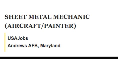 aircraft sheet metal mechanic overseas jobs|USAJOBS .